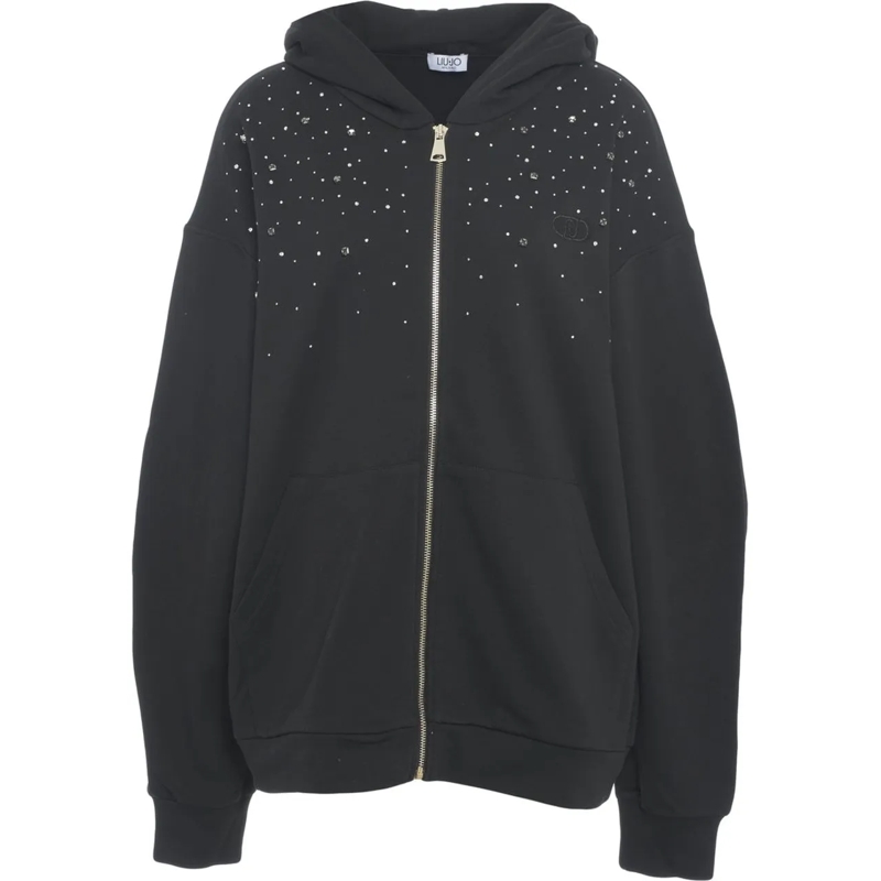LIU JO  Hoodie with rhinestones schwarz