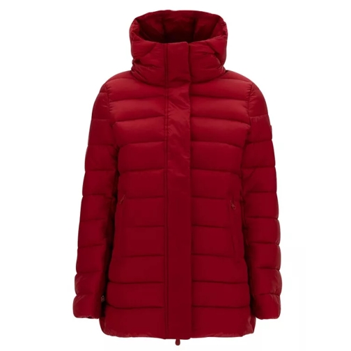 Save the Duck Drimia' Long Red Down Jacket With Tonal Logo Patch Red Dunjackor