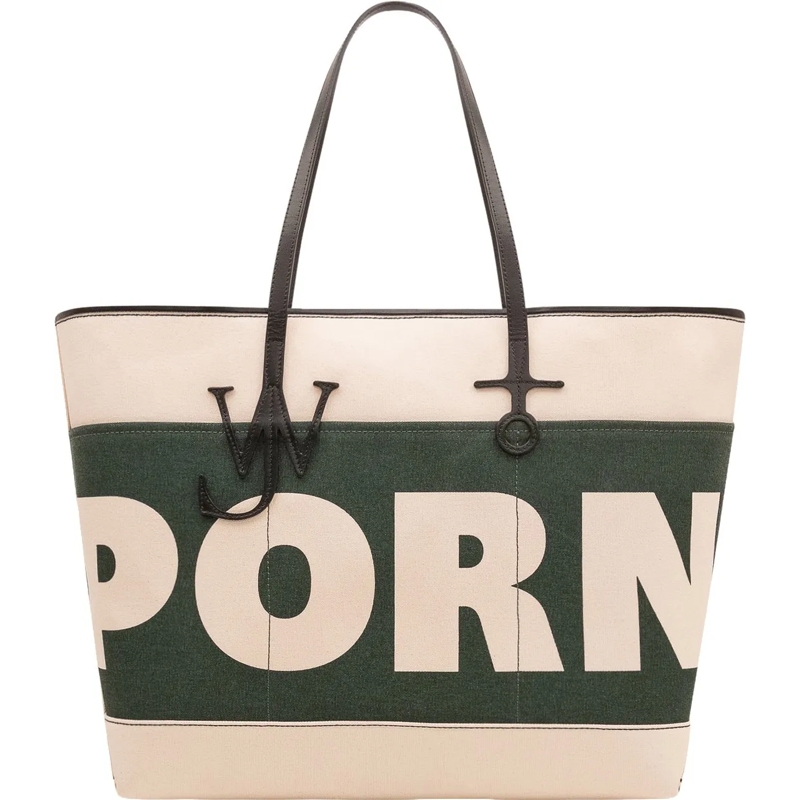J.W.Anderson Shopper Borsa XL Anchor Tote con Maxi Scritta weiß