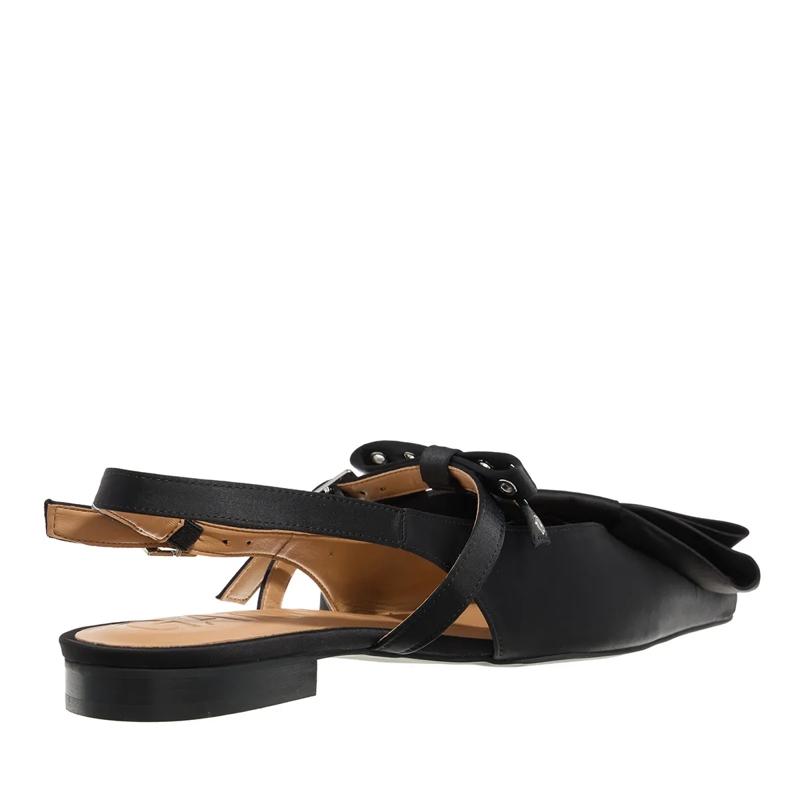 GANNI Ballerinas Big Bow Slingback Ballerina Satin Black(Image 3)