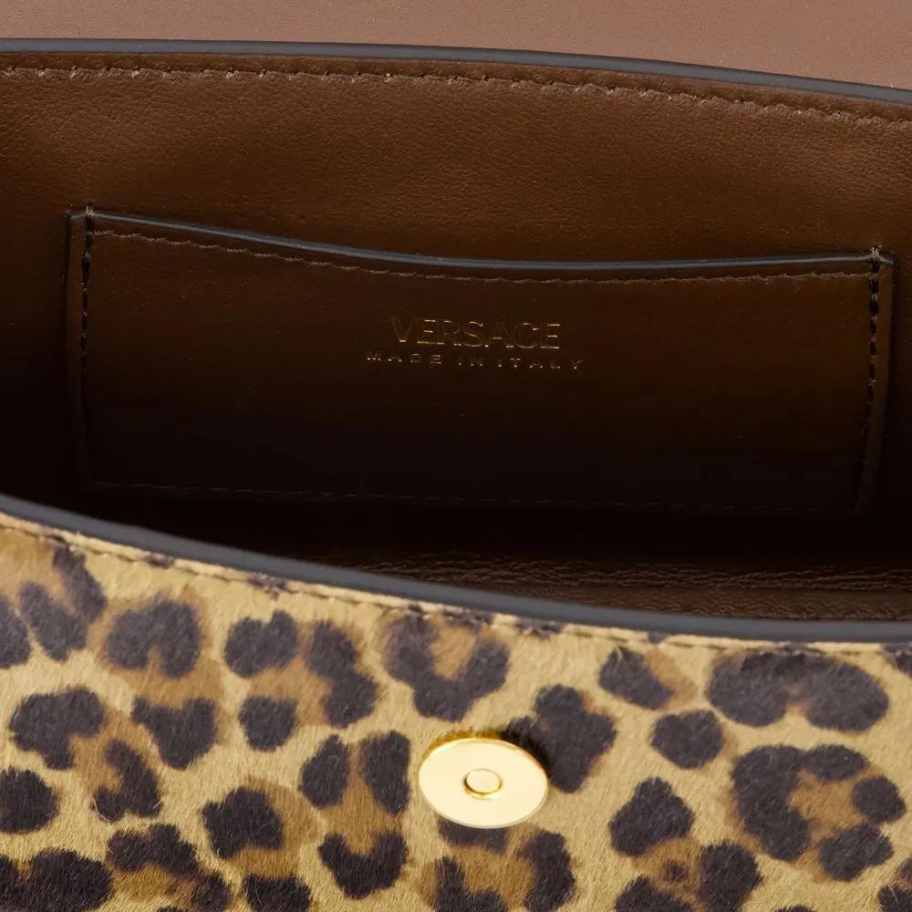 Versace Shoppers La Medusa Crossbody Leather Brown in bruin