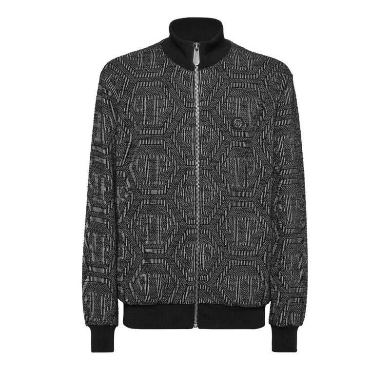 Philipp Plein Daunenjacke Sweatjacke Monogram schwarz