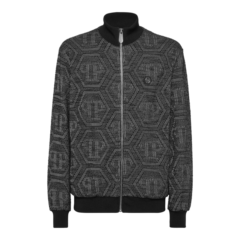 Philipp Plein Daunenjacke Sweatjacke Monogram schwarz