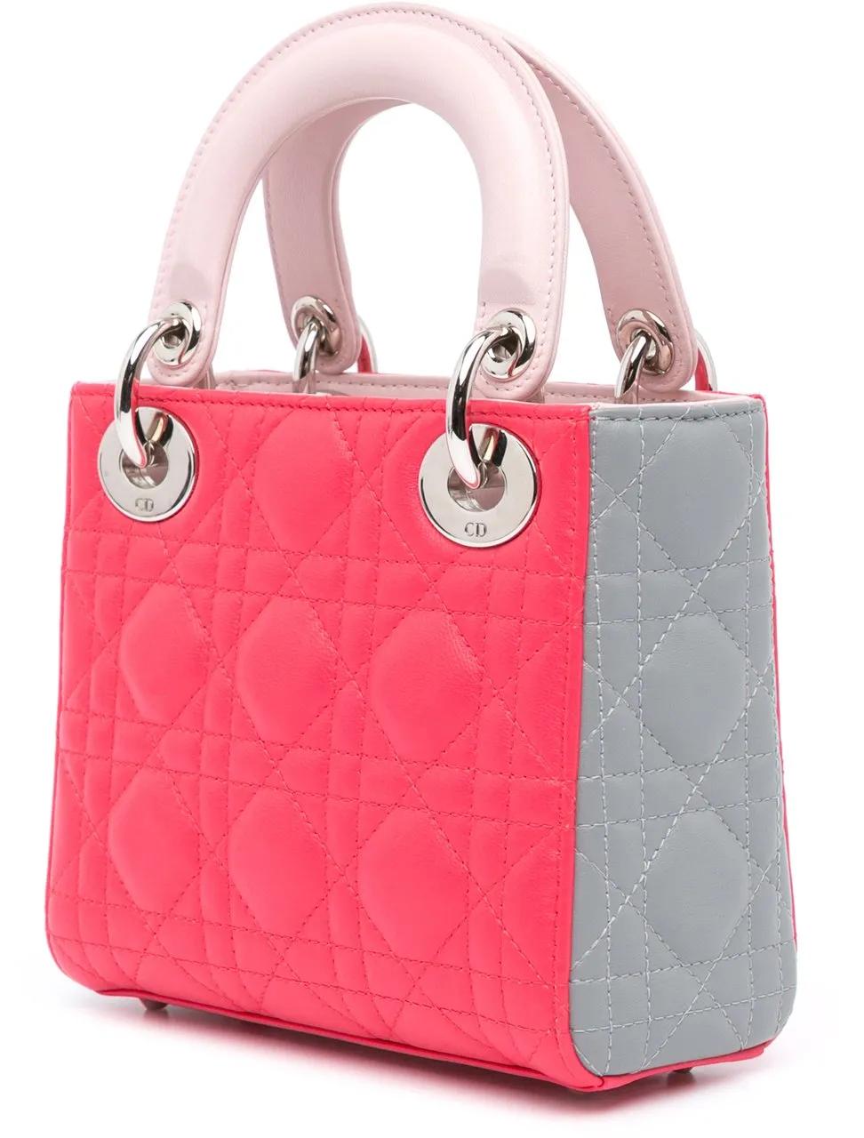 Thumbnail - Christian Dior Hobo Bags - 2014 Mini Tricolor Lambskin Cannage Lady Dior - Gr. unisize - in Gold - für Damen