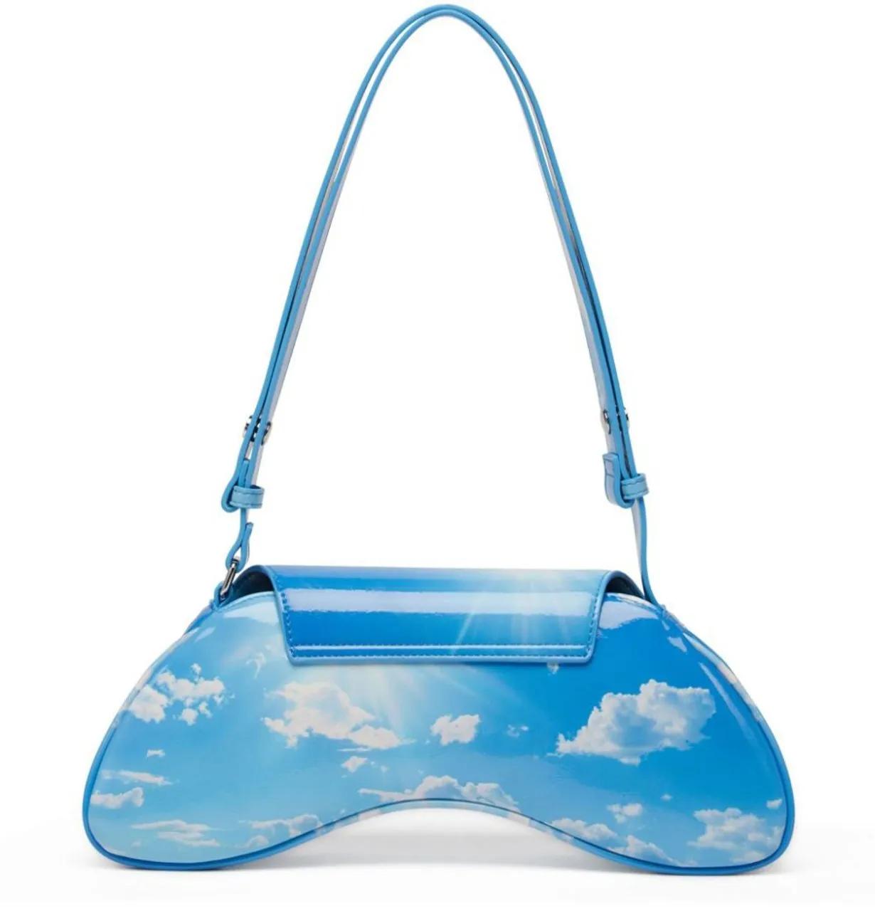 Diesel Hobo bags Curved Silhouette Bag With Vibrant Sky Print in blauw