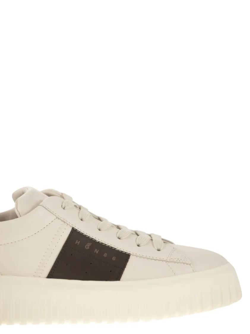 Thumbnail - Hogan Low-Top Sneaker - H-Stripes Leather Trainers - Gr. 7_5 - in Beige - für Damen