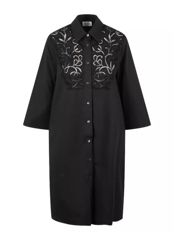 P.A.R.O.S.H. - Canyox Lace Embroidery Shirt Dress - Größe L - black