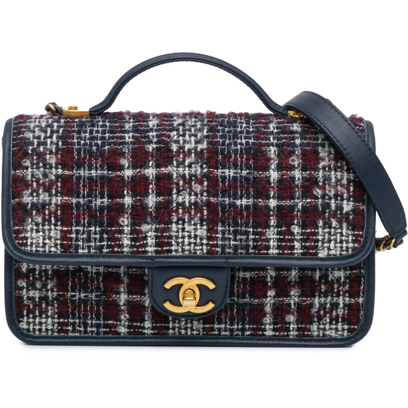 Chanel Fourre-tout Small Tweed School Memory Top Handle Flap blau