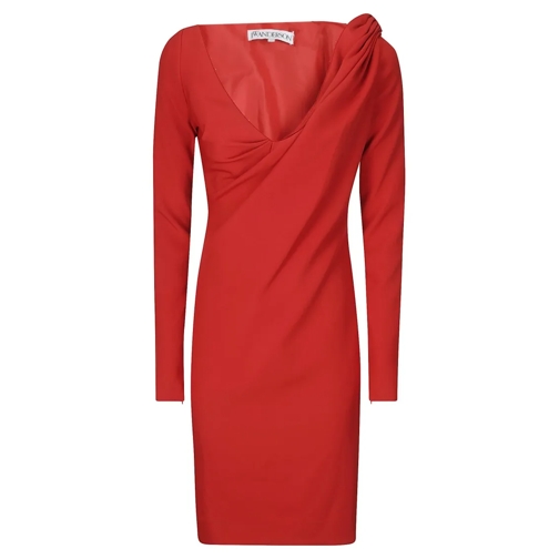 J.W.Anderson Robes midi V-Neck Long-Sleeved Sheath Dress Red