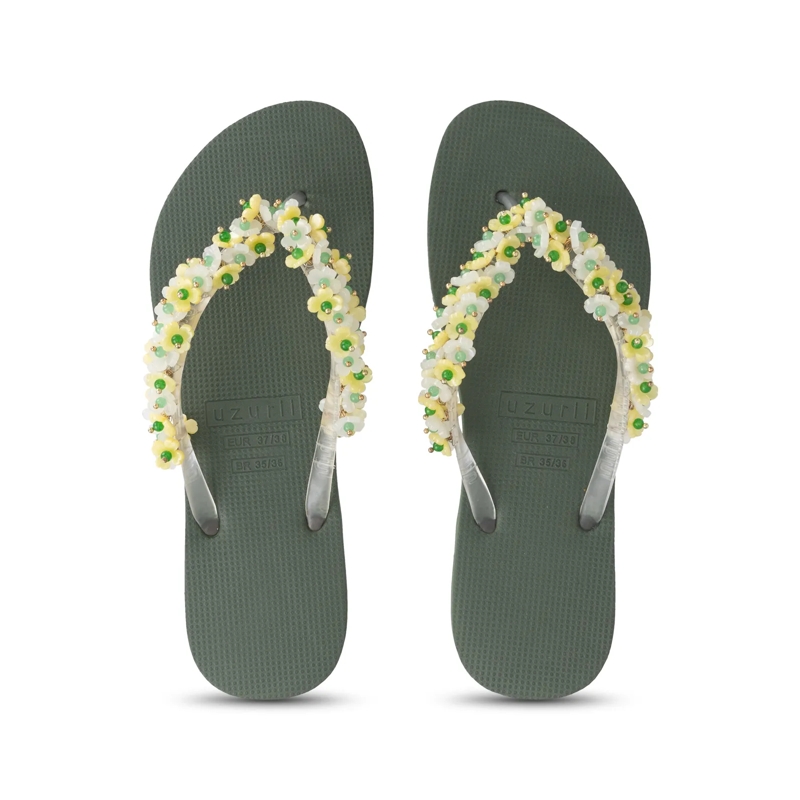 UZURII Flip Flops flip flop Tulum Bloom Yellow dunkel-grün(Image 21)
