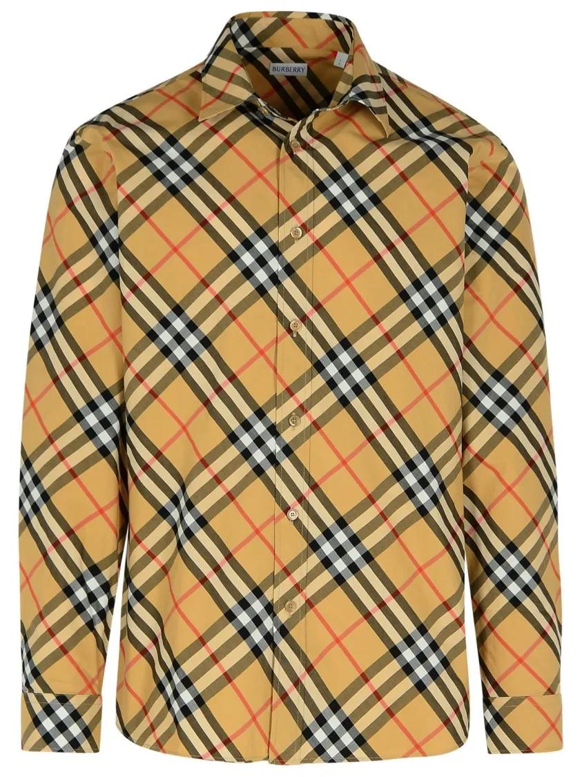 Burberry - %27Check%27 Beige Cotton Shirt - Größe XL - braun