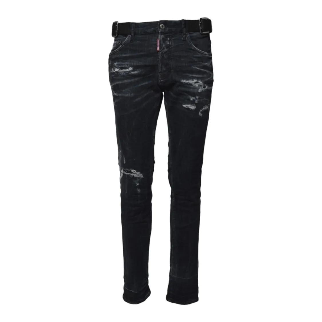 Thumbnail - Dsquared2 - Cool Guy Jeans In Black Denim With Buckles - Größe 46 - schwarz