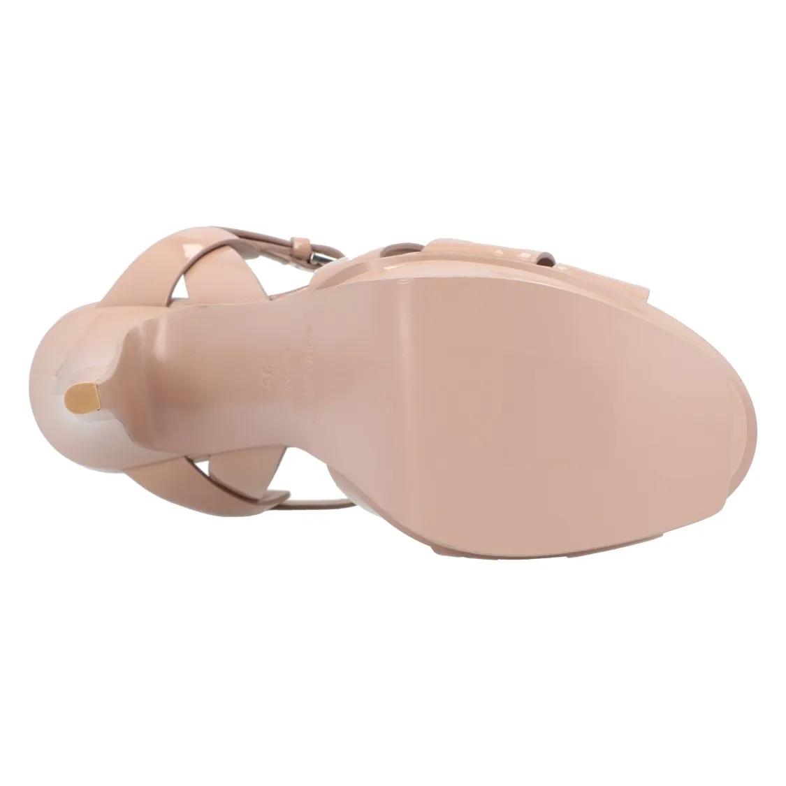 Thumbnail - Saint Laurent Sandalen - Tribute Patent Leather Platform Sandals Beige - Gr. 40 (EU) - in Rosa - für Damen