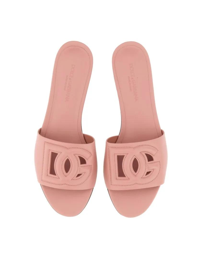 Thumbnail - Dolce&Gabbana Sandalen - Leather Slide Sandal - Gr. 36 (EU) - in Rosa - für Damen