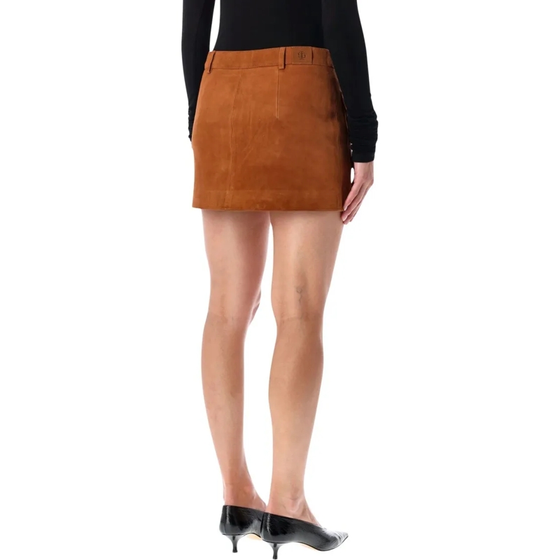 THE GARMENT Minijupe Brown Suede Mini Skirt With Buttons Brown