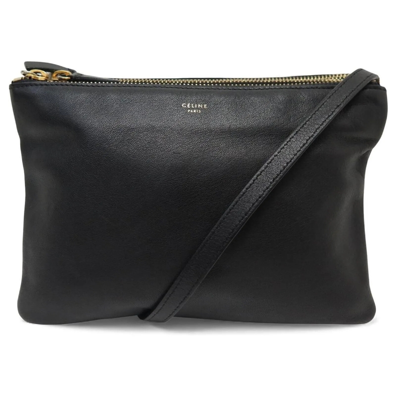 Celine Crossbody Bag CELINE TRIO PM TASCHENBEUTEL 187603 SCHWARZES LEDE schwarz