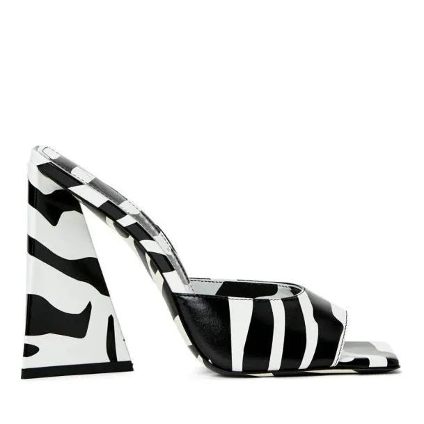 Thumbnail - The Attico Slipper & Pantoletten - Devon Zebra Print 115Mm Mules - Gr. 38 (EU) - in Schwarz - für Damen