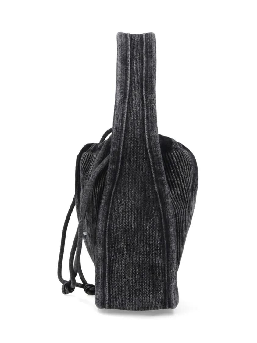 Thumbnail - Alexander Wang Hobo Bags - Grey Cotton Blend Handbag With Drawstring Closure - Gr. unisize - in Schwarz - für Damen