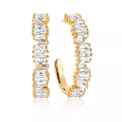 Sif Jakobs Jewellery Antella Creolo Grande Earrings White Zirconia 18K Gold Plated Orecchini a cerchio