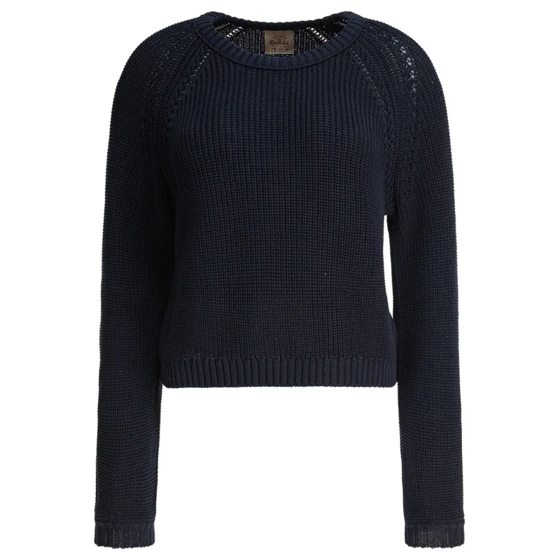 Rakki' Pull Cropped Knit Sweater With Openwork Detailing Black