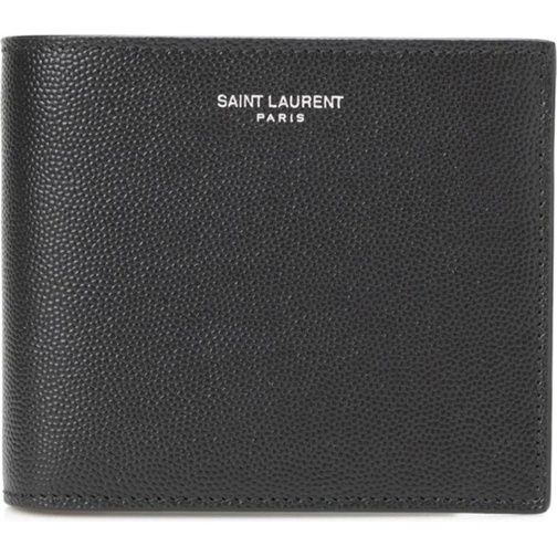 Saint Laurent Bi-Fold Portemonnee Saint Laurent Bi-Fold Leather Logo Wallet schwarz