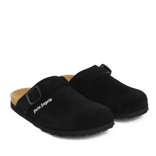 Palm Angels Black Suede Logo Mule Black Tofflor för inomhusbruk