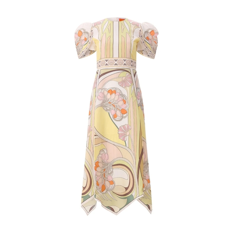 LaDoubleJ Robe longue Midikleid aus Seide mehrfarbig