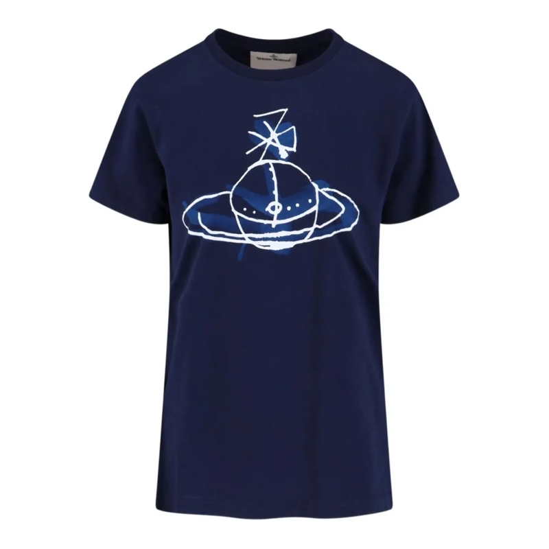 Vivienne Westwood T-shirt Navy Blue Crew Neck T-Shirt Black