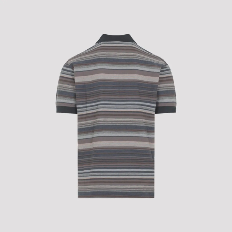 Paul Smith Polo Horizontal Stripe Polo Shirt With Dark Contrast Co Grey