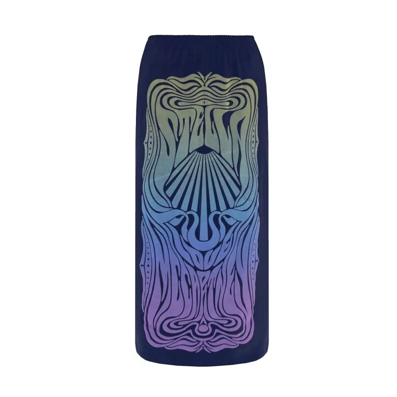 Stella McCartney Midirok Black Printed Skirt Multicolor