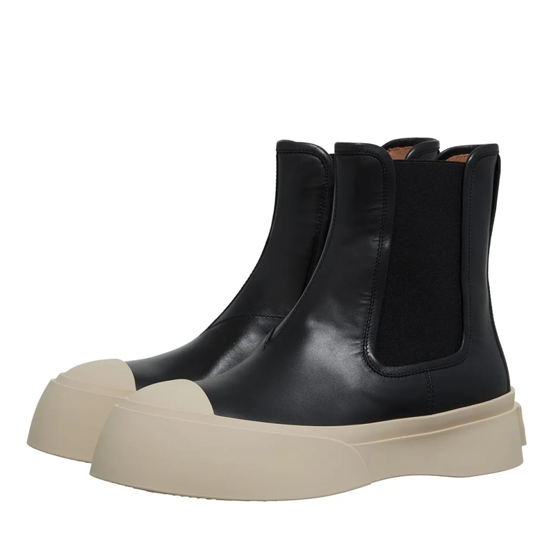 Marni Stiefel Black Chelsea Boots With Logo Patch In Leather Black(Image 17)
