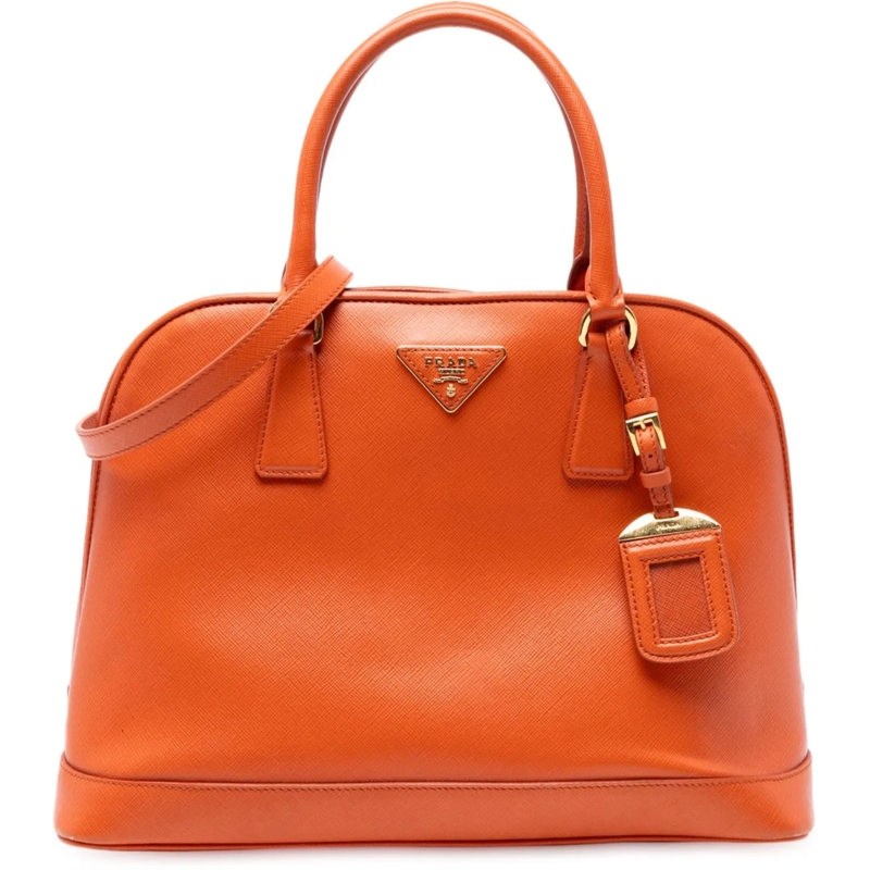 Prada Sac à bandoulière Medium Saffiano Lux Open Promenade Satchel orange