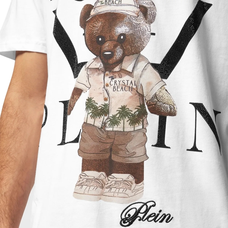 Philipp Plein T-Shirt T-Shirt Rundhalsausschnitt Ls Teddy Mit Schmuckste weiss(Image 5)