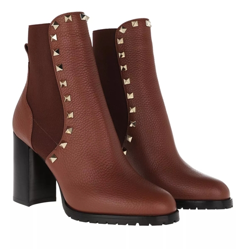 Valentino Garavani Rockstud Ankle Boots 90 Leather Bright Cognac Stiefelette