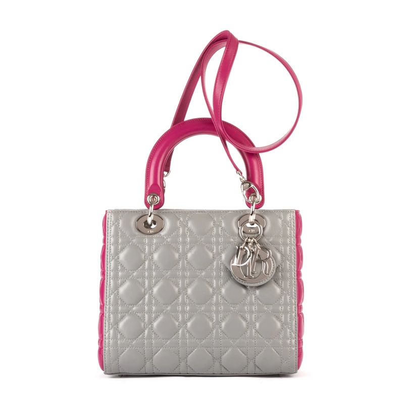 Christian Dior Crossbody Bag Medium Lady Dior Zip Medium grau