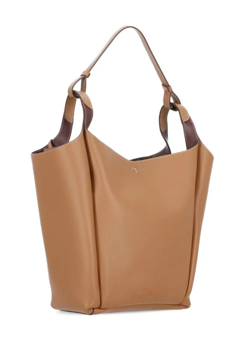 TOD'S Shoppers Leather Shoulder Bag in bruin