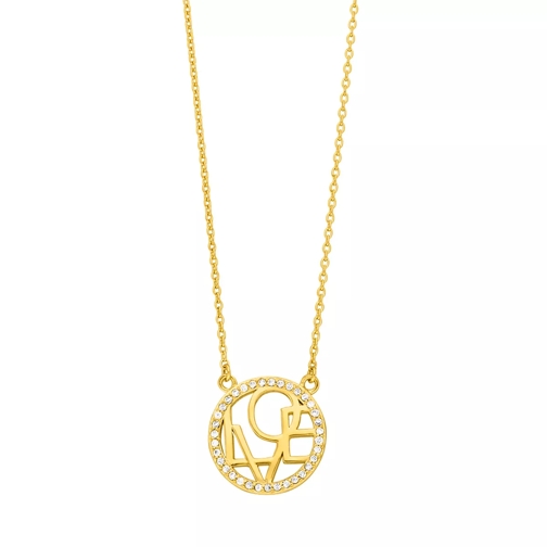 Leaf Necklace LOVE with Zirconia Yellow Gold Collier moyen