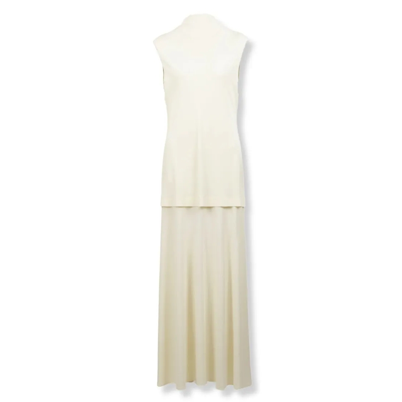 Jil Sander Midikleid Sleeveless High-Neck Maxi Dress Neutrals