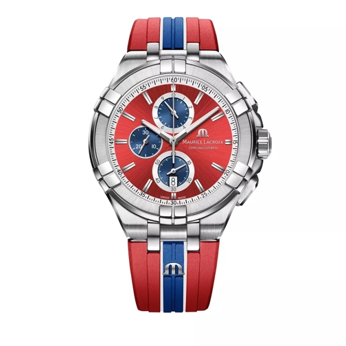 Maurice Lacroix Watch Aikon Red, White and Blue Lined Chronograph