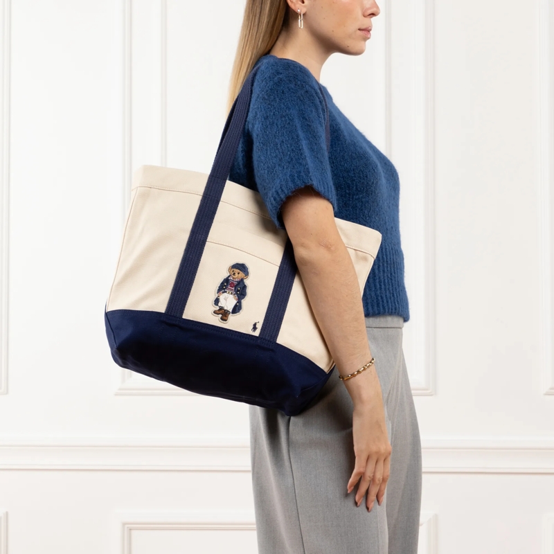 Polo Ralph Lauren Tote Tote Medium Ecru/Navy(Image 2)