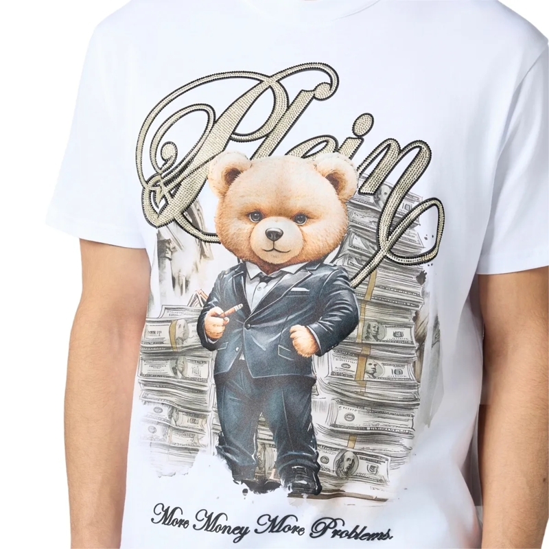Philipp Plein T-Shirt Round Neck T-Shirt Teddy Money weiss(Image 5)