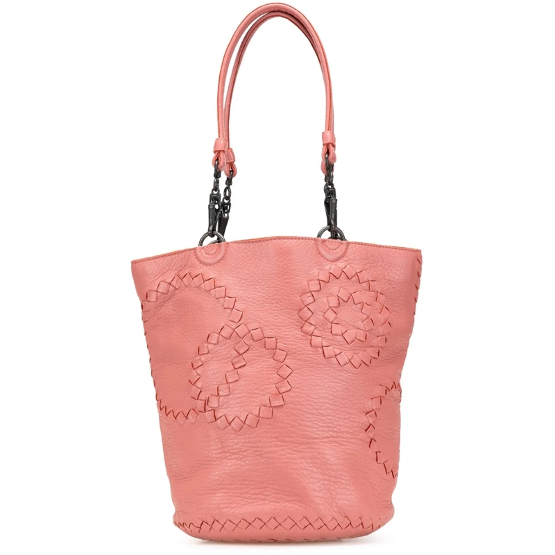 Bottega Veneta Schultertasche Small Intrecciato Trimmed Cervo Bucket Bag rose