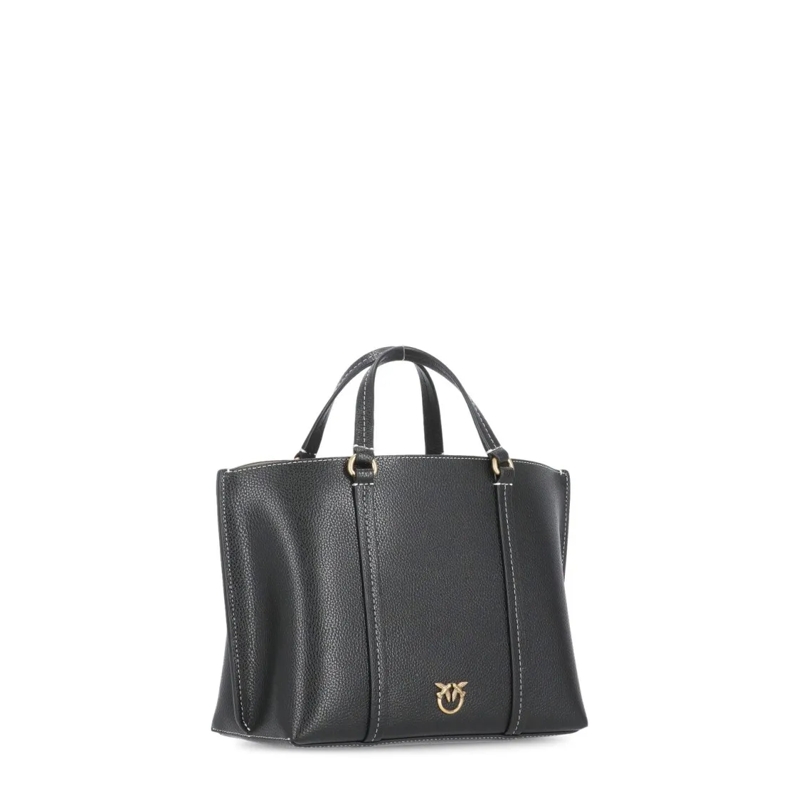 Pinko Tote Black Pebbled Leather Hand Bag Black(Image 4)