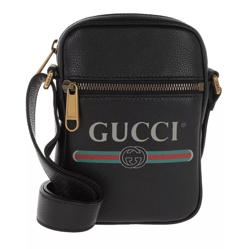 Gucci Gucci Print Shoulder Bag Leather Black Crossbody Bag