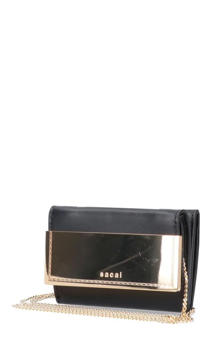 Thumbnail - Sacai Portemonnaie - Rectangular Black Wallet With Gold-Tone Accent - Gr. unisize - in Schwarz - für Damen