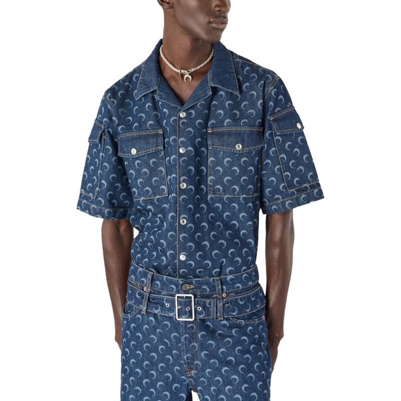 Marine Serre Haut décontracté Shirts Navy blau(Image 4)