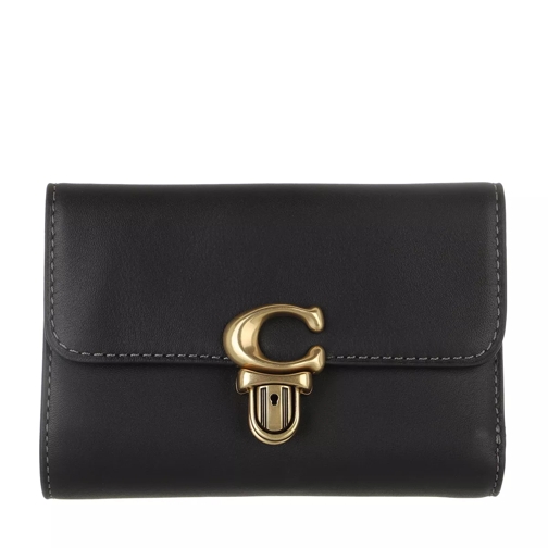 Coach Glovetanned Leather Studio Medium Wallet B4 Black Flap Wallet
