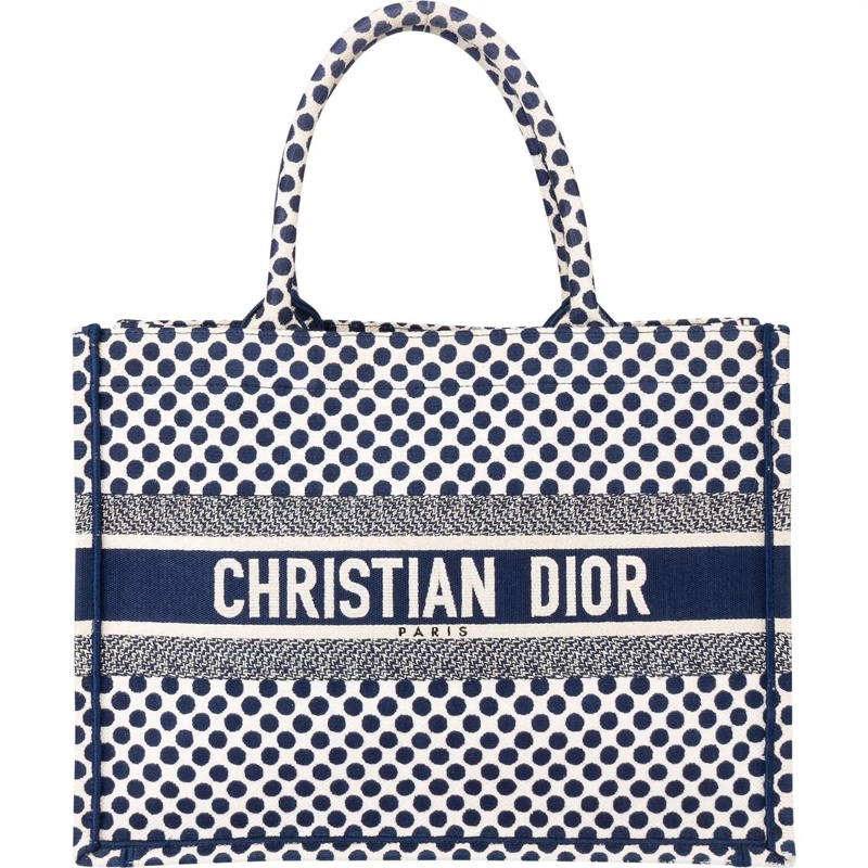 Christian Dior Tote Christian Dior Dots Monogram Cotton Medium Tote Ba blau