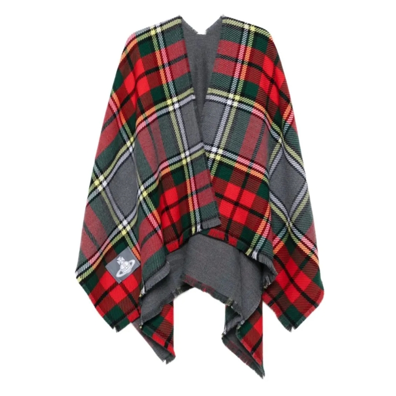 Vivienne Westwood Lichtgewicht Sjaal Tartan Plaid Wrap Scarf With Fringed Edges Multicolor
