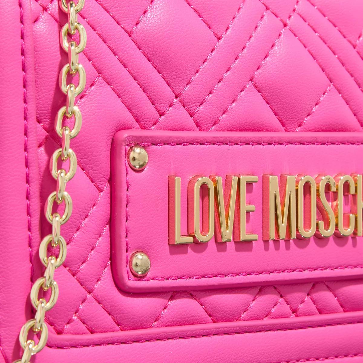 Love Moschino Slg Quilted Fuxia Wallet On A Chain